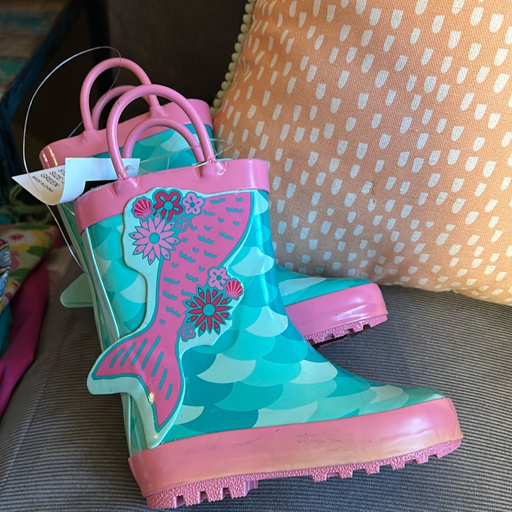 LILLY of NEW YORK Pink & Mint Mermaid Rain Boot